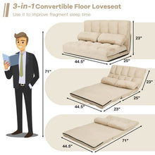 Load image into Gallery viewer, Faux Suede Minimalist 5 Tilt Foldable Floor Sofa Bed Detachable Cloth Cover in Beige