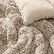 Load image into Gallery viewer, Full/Queen Plush Sherpa Reversible Micro Suede Comforter Set in Beige