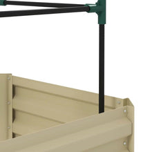 Load image into Gallery viewer, Beige Galvanized Open Bottom Raised Garden Bed Planter with Tomato Cage Trellis