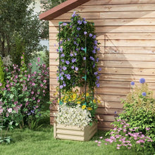 Load image into Gallery viewer, Beige Galvanized Open Bottom Raised Garden Bed Planter with Tomato Cage Trellis