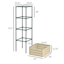 Load image into Gallery viewer, Beige Galvanized Open Bottom Raised Garden Bed Planter with Tomato Cage Trellis