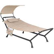 Load image into Gallery viewer, Beige Polyester Chaise Lounge Chair Hammock with Canopy and Storage Bag