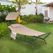 Load image into Gallery viewer, Beige Polyester Chaise Lounge Chair Hammock with Canopy and Storage Bag