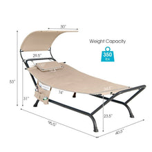 Load image into Gallery viewer, Beige Polyester Chaise Lounge Chair Hammock with Canopy and Storage Bag