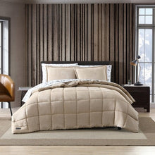 Load image into Gallery viewer, King Plush Sherpa Reversible Micro Suede Comforter Set in Beige
