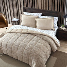Load image into Gallery viewer, King Plush Sherpa Reversible Micro Suede Comforter Set in Beige