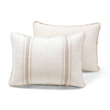 Load image into Gallery viewer, King Size Beige White 3 Piece Stripe Reversible Cotton Quilt Set