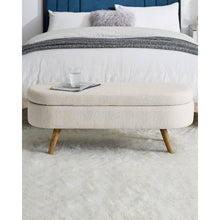 Load image into Gallery viewer, Mid-Century Modern Boho Style Off-White Beige Linen Bedroom Storage Bed Bench