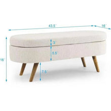 Load image into Gallery viewer, Mid-Century Modern Boho Style Off-White Beige Linen Bedroom Storage Bed Bench