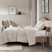 Load image into Gallery viewer, Queen Size Beige 3 Piece Microfiber Reversible Comforter Set