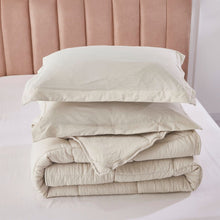 Load image into Gallery viewer, Queen Size Beige 3 Piece Microfiber Reversible Comforter Set
