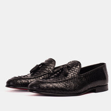 Load image into Gallery viewer, The Bethesda Black Pyhtn Skin Leather Tassel Loafer Men  Shoe