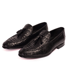 Load image into Gallery viewer, The Bethesda Black Pyhtn Skin Leather Tassel Loafer Men  Shoe