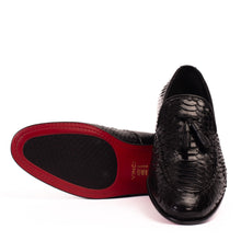 Load image into Gallery viewer, The Bethesda Black Pyhtn Skin Leather Tassel Loafer Men  Shoe