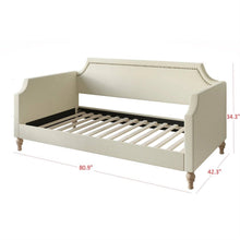 Load image into Gallery viewer, Twin size Beige Cream Polyester Fabric Upholstered Daybed with Nailhead Trim