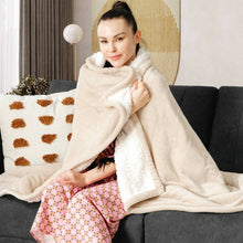 Load image into Gallery viewer, Heated Electric Sherpa Throw Blanket in Beige/White