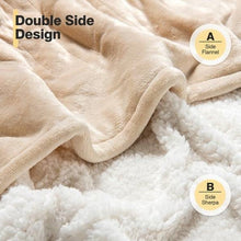Load image into Gallery viewer, Heated Electric Sherpa Throw Blanket in Beige/White