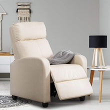 Load image into Gallery viewer, Off White High-Density Faux Leather Push Back Recliner Chair