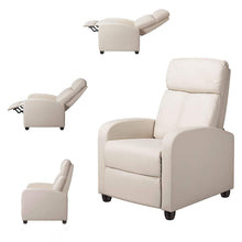 Load image into Gallery viewer, Off White High-Density Faux Leather Push Back Recliner Chair