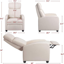 Load image into Gallery viewer, Off White High-Density Faux Leather Push Back Recliner Chair