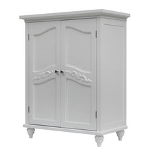 Load image into Gallery viewer, Bathroom Linen Storage Floor Cabinet with 2-Doors in White Wood Finish