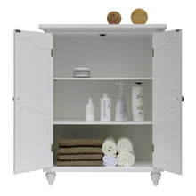 Load image into Gallery viewer, Bathroom Linen Storage Floor Cabinet with 2-Doors in White Wood Finish