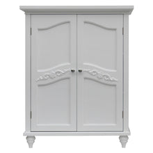 Load image into Gallery viewer, Bathroom Linen Storage Floor Cabinet with 2-Doors in White Wood Finish