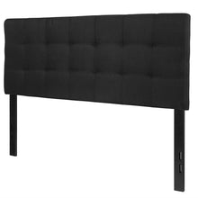 Load image into Gallery viewer, Full size Modern Box-Stitch Black Fabric Upholstered Headboard