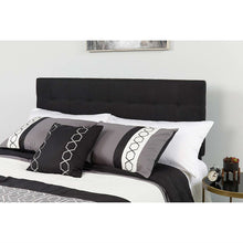 Load image into Gallery viewer, Full size Modern Box-Stitch Black Fabric Upholstered Headboard