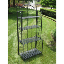 Load image into Gallery viewer, Indoor Outdoor Folding Black Metal Bakers Rack with 4-Tier Lattice Shelves