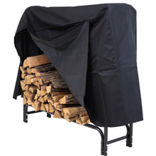 Load image into Gallery viewer, 4-Ft Indoor Outdoor Black Metal Firewood Holder Log Rack with Cover