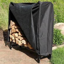 Load image into Gallery viewer, 4-Ft Indoor Outdoor Black Metal Firewood Holder Log Rack with Cover