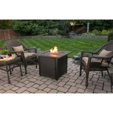 Load image into Gallery viewer, 30-inch Outdoor Bronze LP Propane Gas Fire Pit with Lava Rocks and Cover