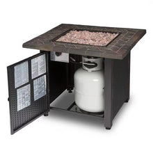 Load image into Gallery viewer, 30-inch Outdoor Bronze LP Propane Gas Fire Pit with Lava Rocks and Cover