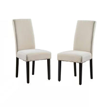 Load image into Gallery viewer, Set of 2 Modern Beige Cream Fabric Upholstered Dining Chair with Black Wood Legs