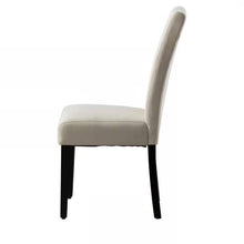Load image into Gallery viewer, Set of 2 Modern Beige Cream Fabric Upholstered Dining Chair with Black Wood Legs