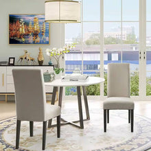 Load image into Gallery viewer, Set of 2 Modern Beige Cream Fabric Upholstered Dining Chair with Black Wood Legs