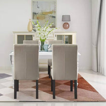 Load image into Gallery viewer, Set of 2 Modern Beige Cream Fabric Upholstered Dining Chair with Black Wood Legs