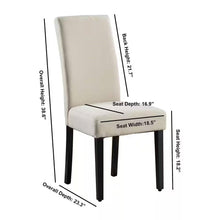 Load image into Gallery viewer, Set of 2 Modern Beige Cream Fabric Upholstered Dining Chair with Black Wood Legs