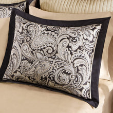 Load image into Gallery viewer, King 12 Piece Cotton Polyester Comforter Set Black Gold Paisley