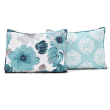Load image into Gallery viewer, Full/Queen Blue Grey Flowers Lightweight Polyester Microfiber Quilt Set