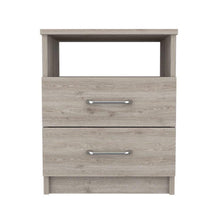 Load image into Gallery viewer, Modern 2-Drawer Nightstand with Open Shelf in Beige Wood Finish