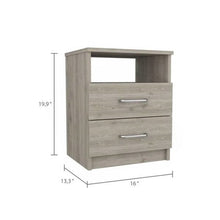 Load image into Gallery viewer, Modern 2-Drawer Nightstand with Open Shelf in Beige Wood Finish