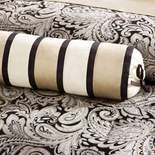 Load image into Gallery viewer, Queen 12 Piece Cotton Polyester Comforter Set Black Gold Paisley
