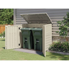Load image into Gallery viewer, Cream Beige and Grey Outdoor Heavy Duty Plastic Garbage Bin Trash Can Storage Shed