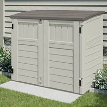 Load image into Gallery viewer, Cream Beige and Grey Outdoor Heavy Duty Plastic Garbage Bin Trash Can Storage Shed