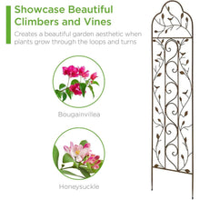 Load image into Gallery viewer, 60-inch Tall Outdoor Iron Garden Trellis in Bronze Metal Finish