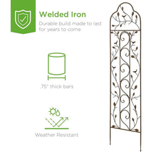 Load image into Gallery viewer, 60-inch Tall Outdoor Iron Garden Trellis in Bronze Metal Finish