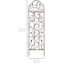 Load image into Gallery viewer, 60-inch Tall Outdoor Iron Garden Trellis in Bronze Metal Finish