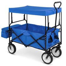 Load image into Gallery viewer, Collapsible Utility Wagon Cart Indoor/Outdoor with Canopy - Blue